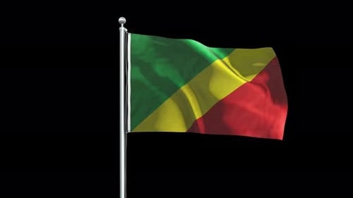 Republic of the Congo Flag Waving Animation on Black