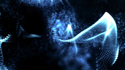Abstract Blue Particle Data Wave Digital Background