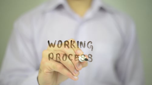 Writing Working Process on a Clear Surface