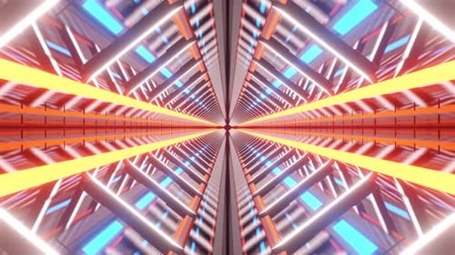 Futuristic Neon Tunnel Hyperspace Loop Background