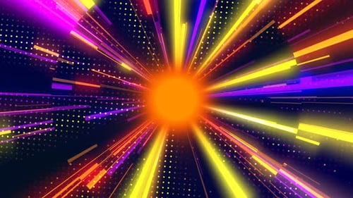 Abstract Light Rays Neon Background with Glowing Center