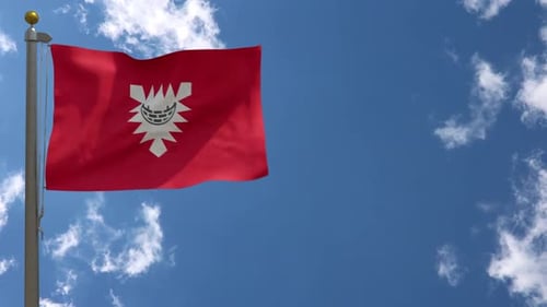 Kiel City Flag (Germany) On Flagpole