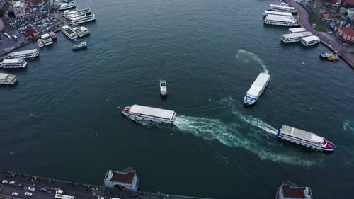 Sea Traffic In Bosphorus Strait, Istambul, Turkey