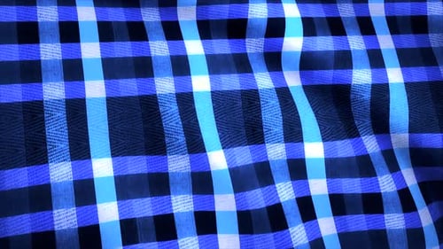 Waving Blue Plaid Fabric Animated Background