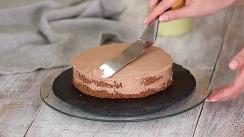 Making Chocolate Layer Cake with Creamy Frosting