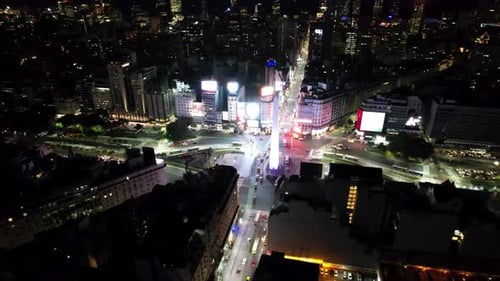 Buenos Aires Argentina. Night cityscape landscape of tourism landmark.