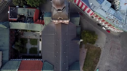 European City Top View To Colored Rooftops and Classical Architecture Homes