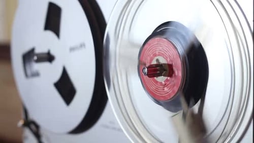 Reel to Reel Tape Recorder Reels Spinning