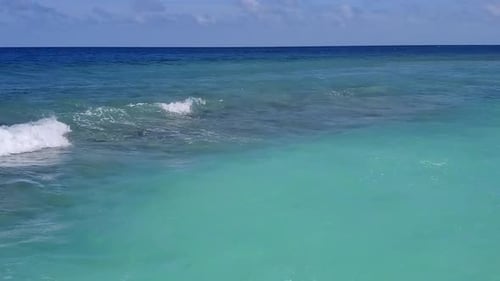 Drone view tourism of tourist beach journey by blue sea and sand background