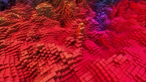 Surface cubique colorée abstraite en mouvement aléatoire