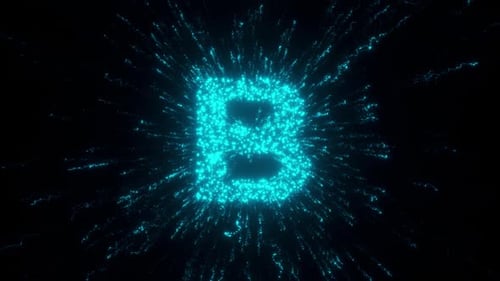 Futuristic Blue Glowing Particle Letter B Animation