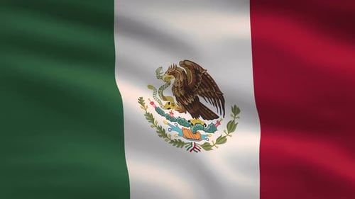 Mexican Flag Waving Seamlessly with Detailed Fabric Motion