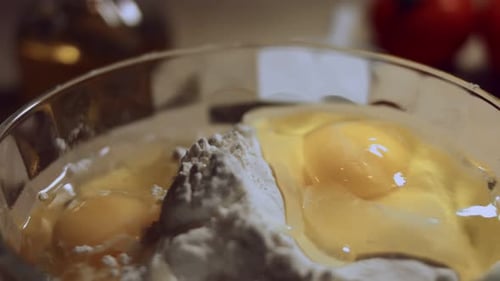 Close Up Process of Handmade Dough From Flour