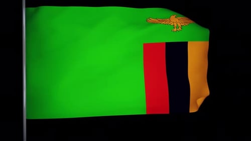 Realistic Zambia National Flag Waving Animation