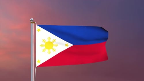 Animated Philippines Flag Waving on a Flagpole