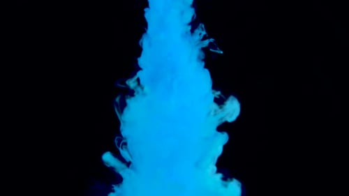 Luminous Blue Ink Spreading Upward on Black