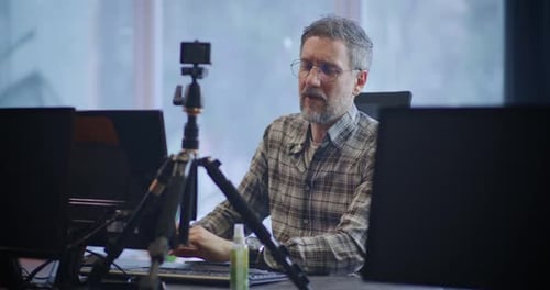 Man Having Video Call in Office