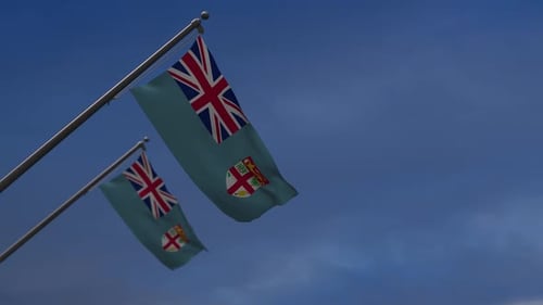 Fiji National Flag Waving in Realistic 3D Animation