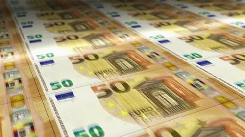 Euro money sheet printing seamless loop
