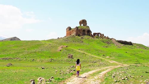 Tourist Walks To Bana Cathedral In Turkey