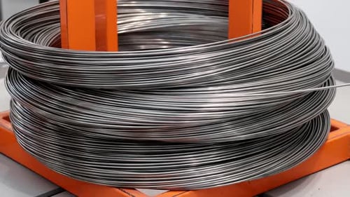 Close Up of Metal Wire Coil on Stand