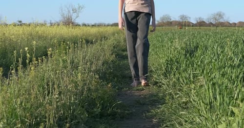 Walk with Bare Feet on the Road