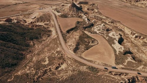 Drone shot of the Bardenas Reales National Park in Spain