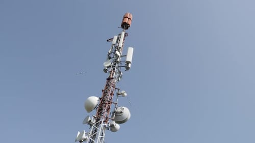 Antenna panel system telecommunication background 4K 3840X2160 UHD tilting footage - Repeater and b
