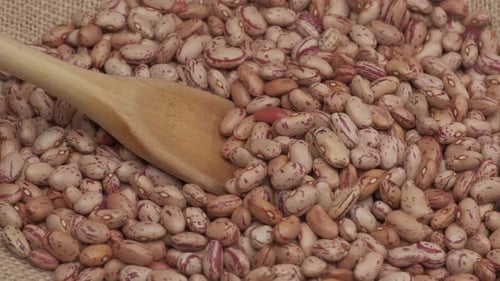 Pinto Beans and Wooden Spoon Close Up