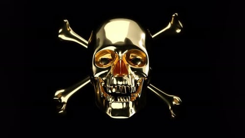 Golden Skull and Crossbones Light Reveal with Alpha Channel