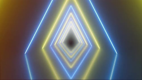 Dynamic Glowing Neon Triangle Tunnel Loop Animation