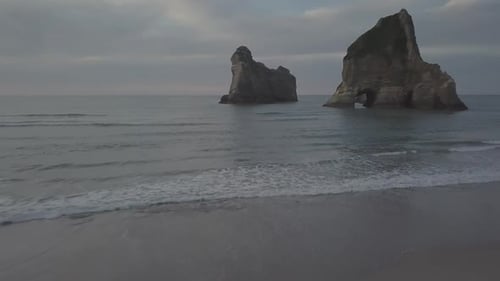 Flying on beautiful beach