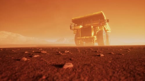 Heavy Duty Mining Dump Truck in Dusty Industrial Environment