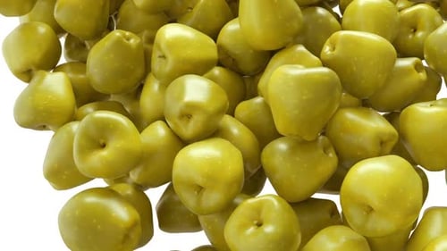 Green Apple slow motion flow and filling the screen. Alpha