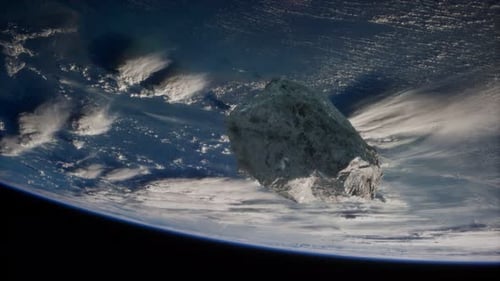 Cinematic Asteroid Passing Earth in Space Animation