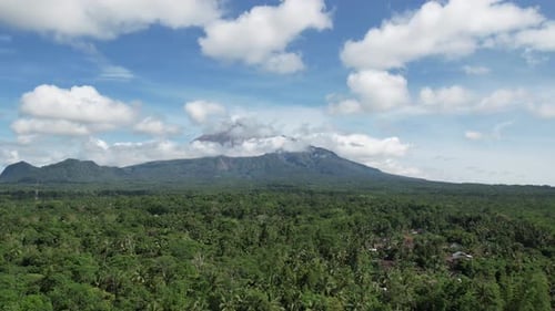 Aerial View of Mountain Over Tropical Green Landscape