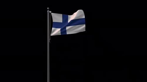 Realistic Finland Flag Waving Loop Animation