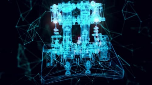 Vertical Twin Steam Engine With Reverse Gear Hologram Close Up Hd