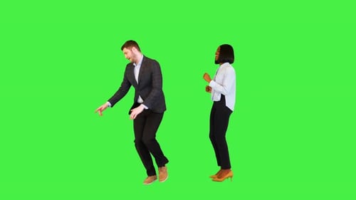 Man and Woman Dancing on Chroma Green Screen
