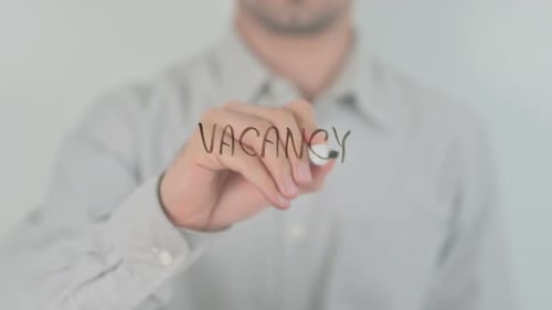 Vacancy Writing on Screen with Hand