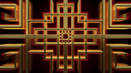 Abstract Golden Geometric Grid Pattern Animation