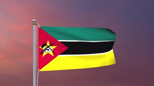 3D Waving Flag of Mozambique Animation