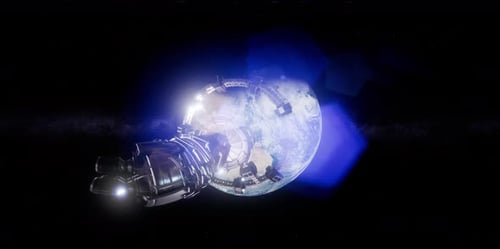 Station spatiale internationale en orbitant autour de la Terre en réalité virtuelle