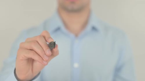 Man Writes Register on Transparent Surface