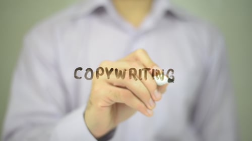 Copywriting being written on clear screen