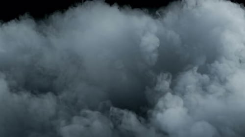 Abstract Billowing Gray Smoke on Black Background