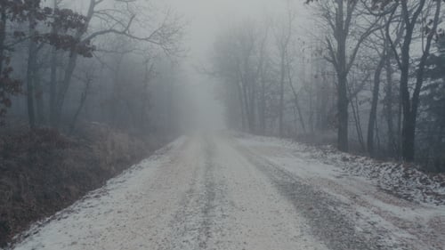 Scary Foggy and Cold Gravel Road