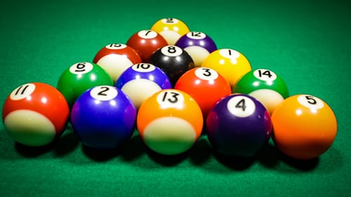 Billiard Balls On Green Baize