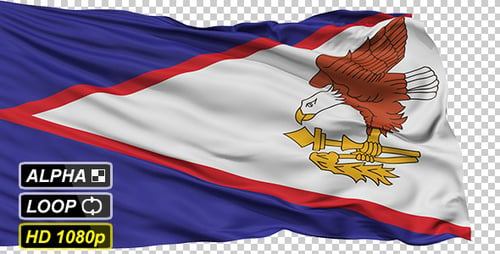 Isolated Waving National Flag of American Samoa