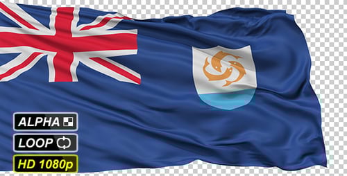 Realistic Waving Anguilla Flag Loop Animation